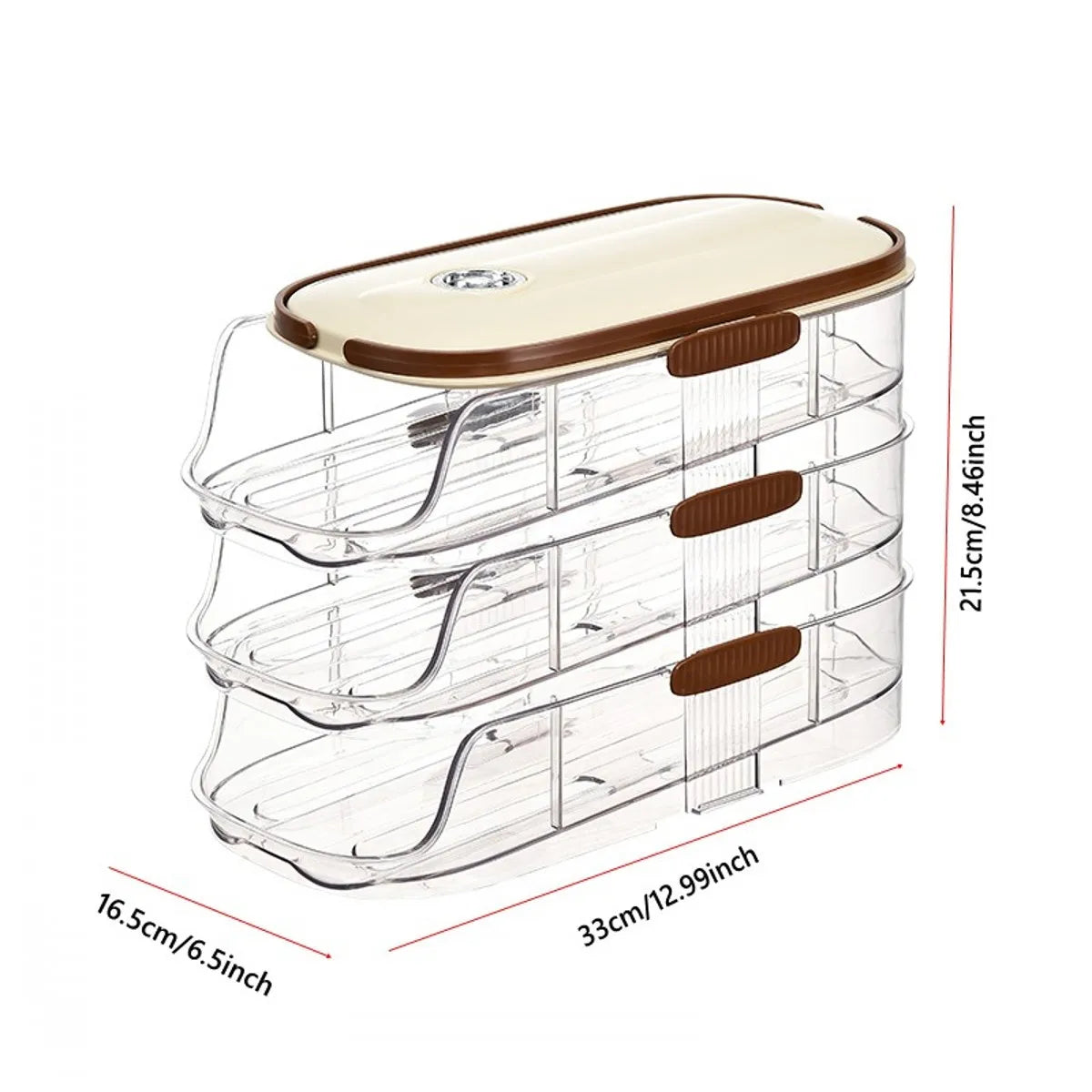 Egg Holder for Refrigerator Automatic Rolling, Storage Box Transparent Stackable Fridge Organizer with Lid For Kitchen