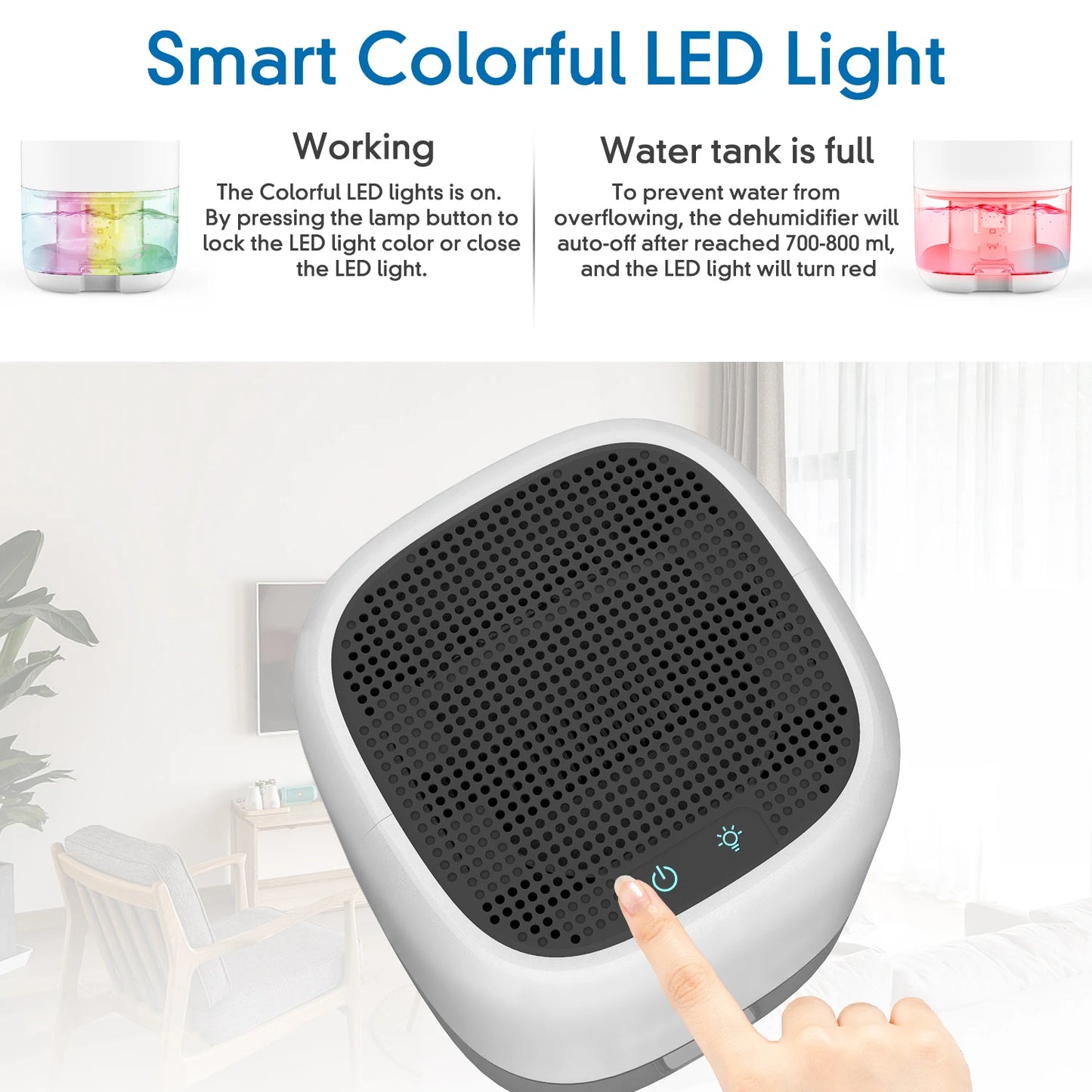 1000ML Air Dehumidifier for Bedroom Home Appliances with Air Filter  280 sq. ft Mini Portable Utral Quiet Auto Shut Off  Closet