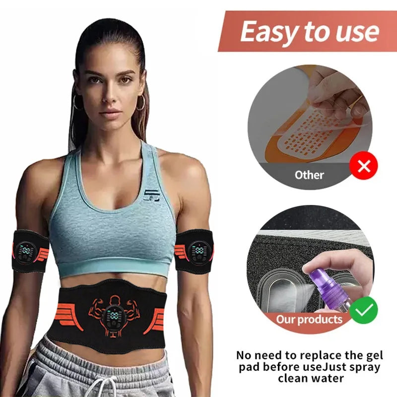 Abdominal Toning Belt Abs Trainer EMS Muscle Toner Body Massager Rechargeable Belly Arm Weight Loss Home Gym Fitness Equipment