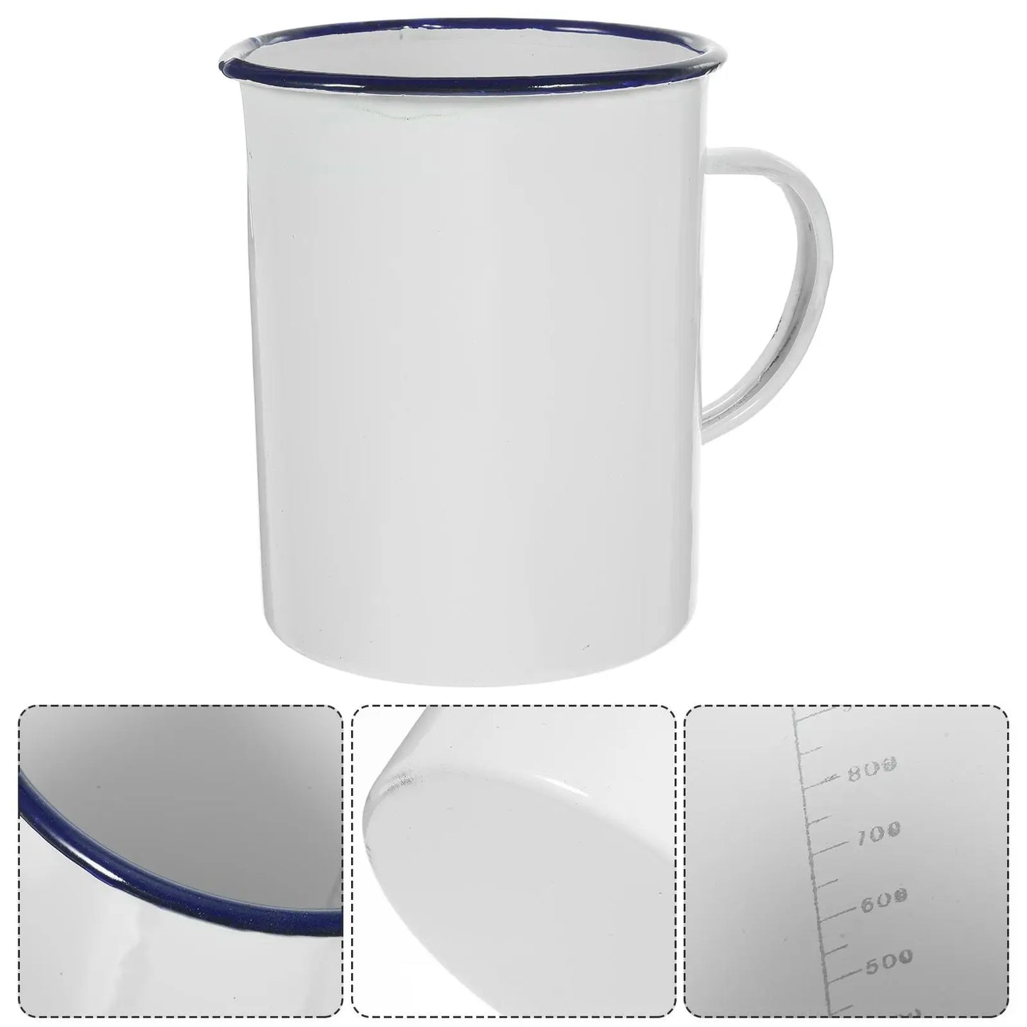 1000ml Enamel Measuring Cup Vintage Kitchen Mug Coffee Tea Milk Soup Hot Chocolate Camping Mugs Rustic Coffee Glass Container