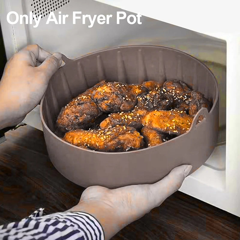 Round Reusable Air Fryer Silicone Pot Air Fryer Mat Fried Chicken Basket Oven Baking Pizza Tray Air Fryer Accessories 16 cm 19cm
