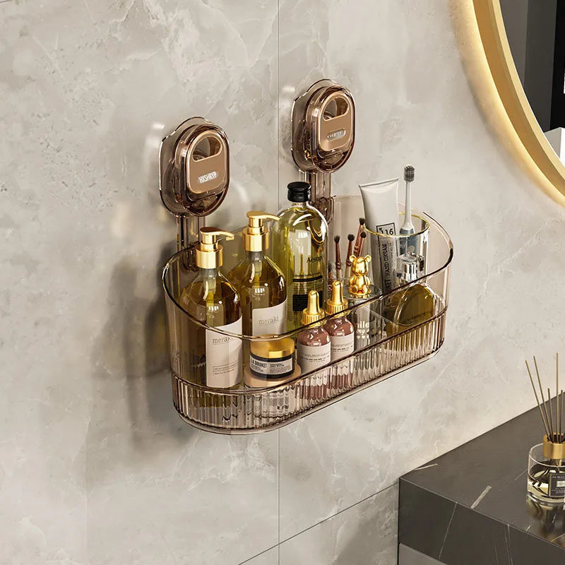 Suction Cup Storage Rack Bathroom Cosmetics Storage Box no Punching Kitchen, Bathroom, Multifunctional Storage and Drainage Rack