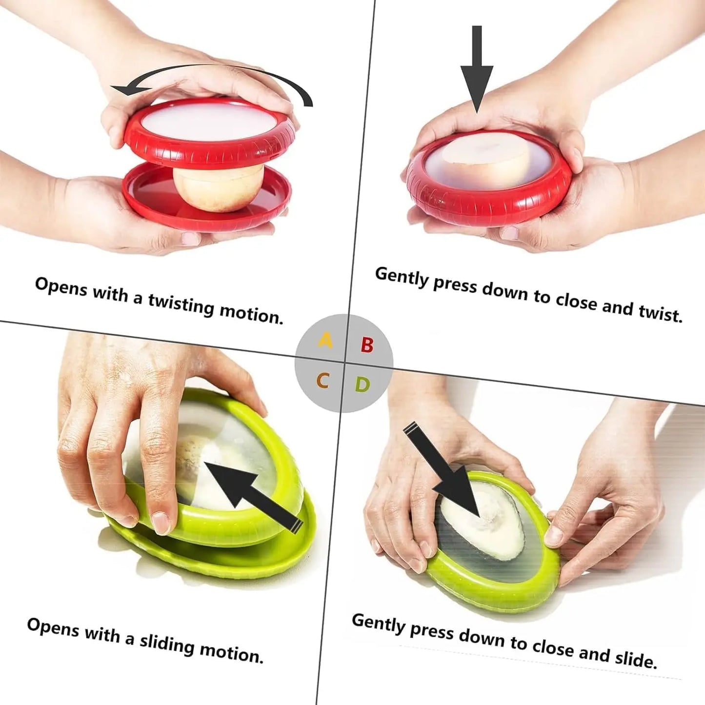 4pcs Reusable Portable Silicone Preservation Seal Cover Lemon Tomato Fruit Vegetable Storage Box for Kitchen Tools Storage Bins