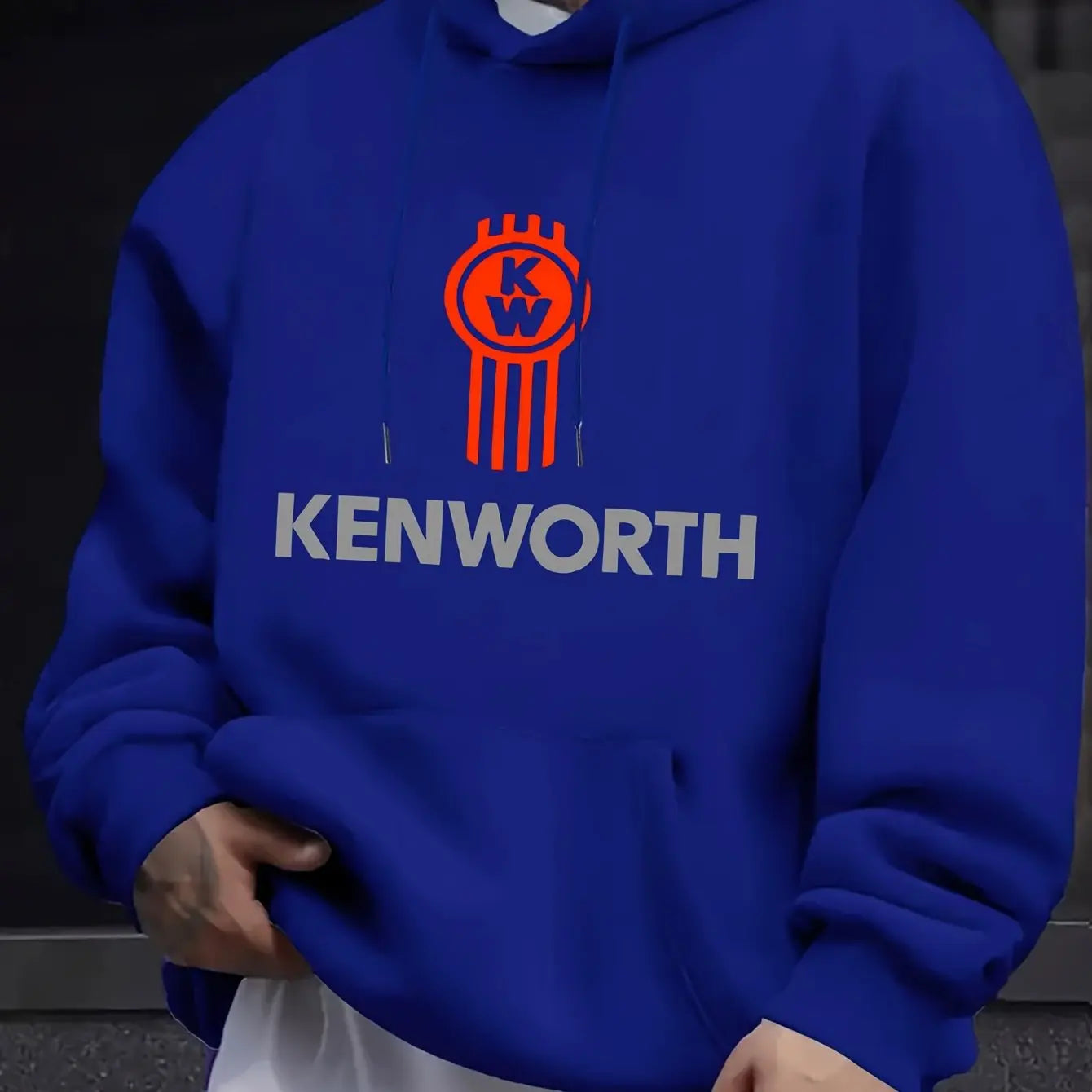 Men'S Fashion Hoodie | Kenworth Print | Casual Pullover with Kangaroo Pocket | Drawstring Hood | Regular Fit Casual Style Hoodie