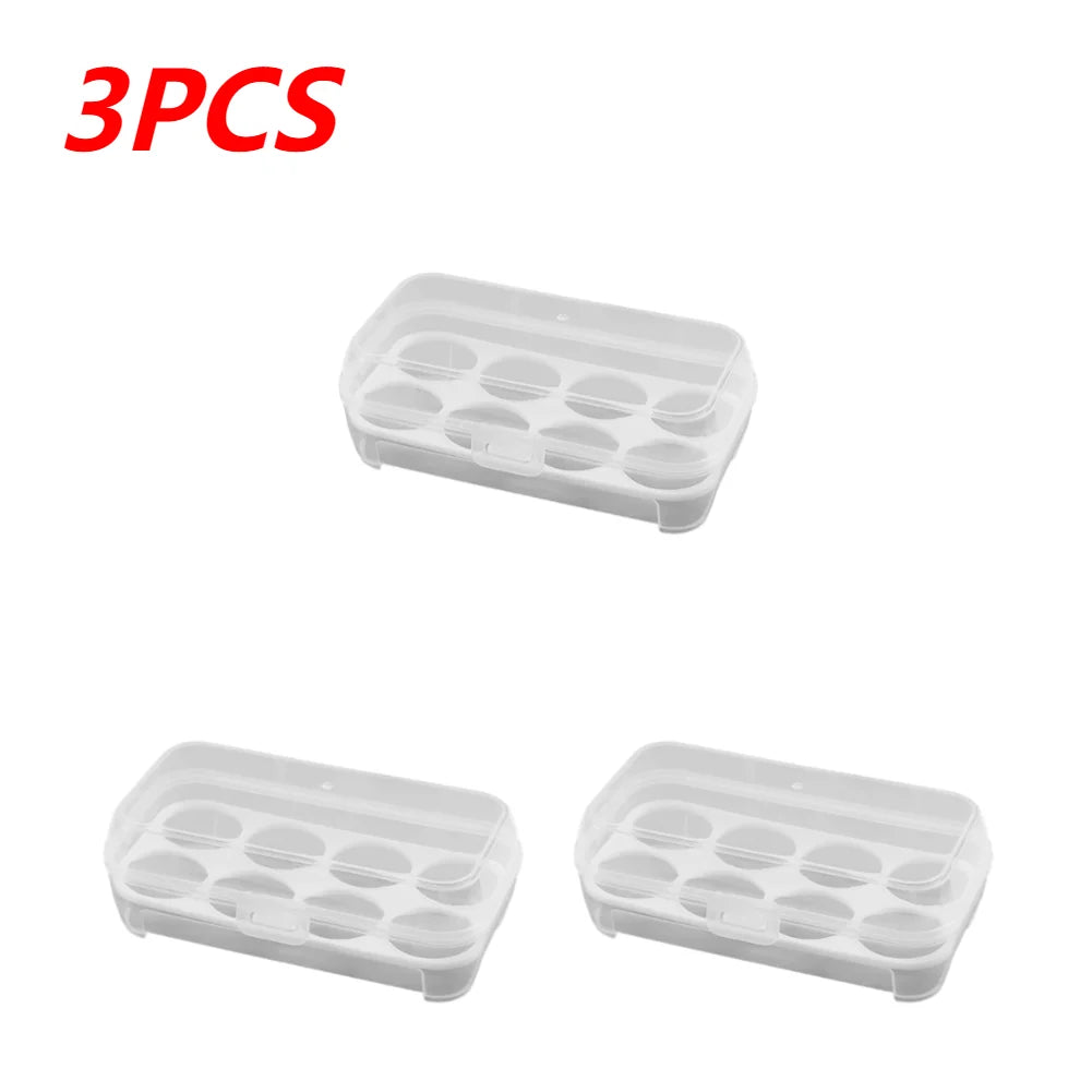 1/3/5pcs Portable Eggs Box 3/4/8 Grids Egg Holder with Lid Outdoor Camping Picnic Egg Storage Box Transparent Kitchen Organizer