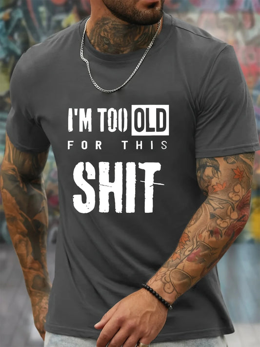Men's Summer 100% Cotton Fashionable Casual Loose Funny slogan graphic Printed Round Neck Short Sleeve T-shirt Top
