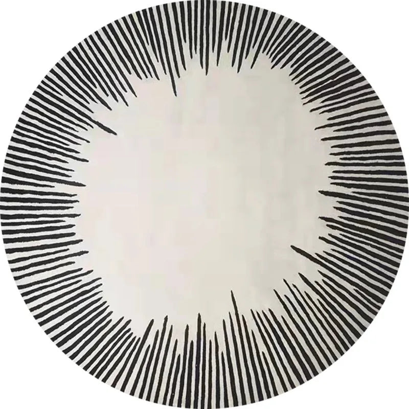 Home Thicken Non-slip Mat Modern Minimalist Carpets for Living Room Fluffy Soft Bedroom Decor Stripe Carpet Large Area Round Rug