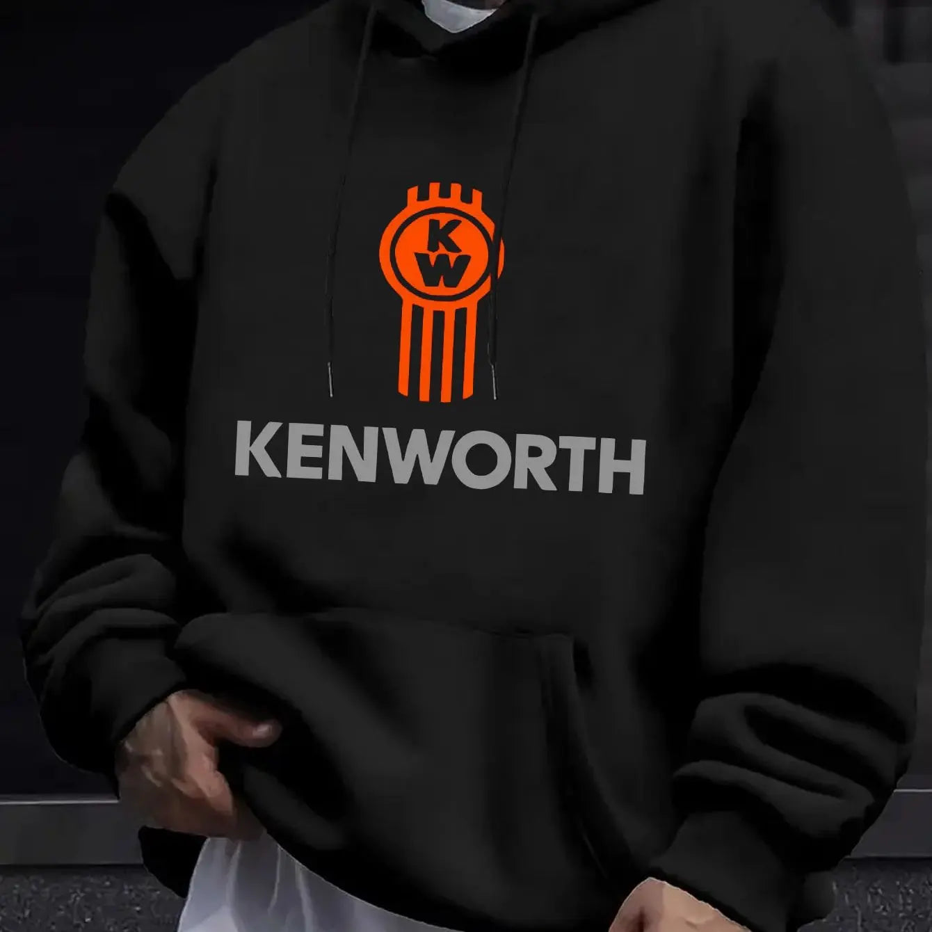 Men'S Fashion Hoodie | Kenworth Print | Casual Pullover with Kangaroo Pocket | Drawstring Hood | Regular Fit Casual Style Hoodie