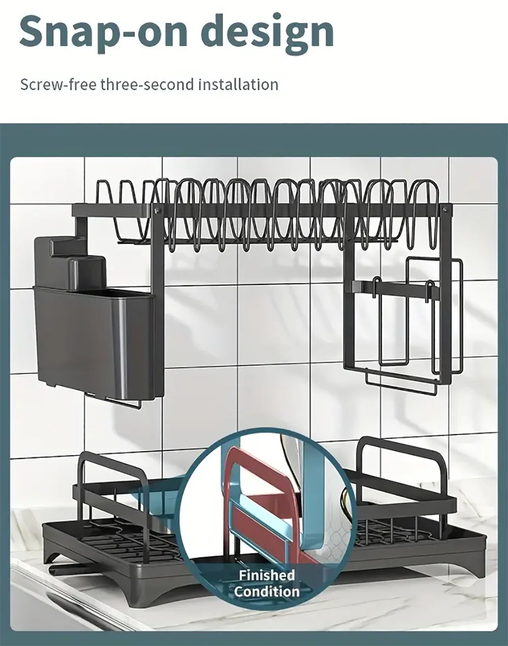 Dish Drying Rack, 2 Tier Large Dish Drying Rack for Kitchen Counter with Drainboard Stainless Steel Dish Drainer for Dish&Cup