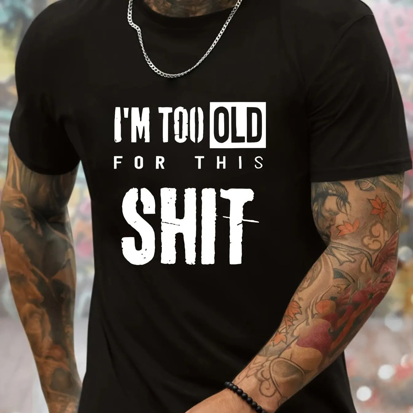 Men's Summer 100% Cotton Fashionable Casual Loose Funny slogan graphic Printed Round Neck Short Sleeve T-shirt Top