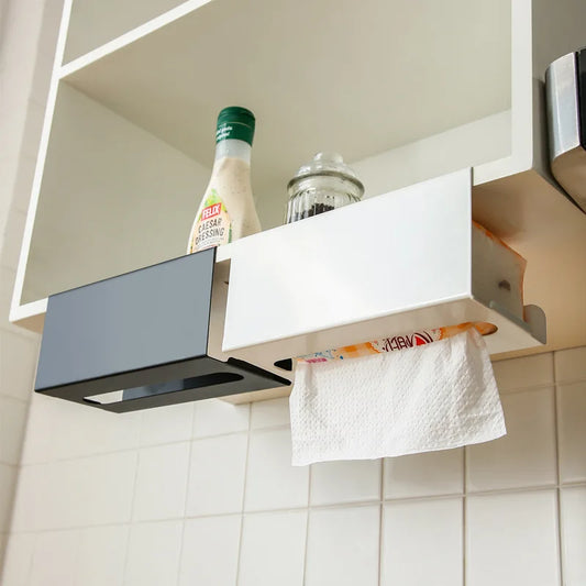 1/2pcs Kitchen tissue holder, no punching iron paper holder, household napkin hanger, cabinet, drawer, wall mounted