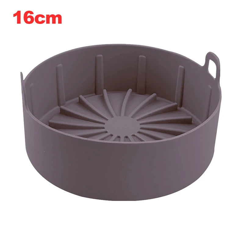 Round Reusable Air Fryer Silicone Pot Air Fryer Mat Fried Chicken Basket Oven Baking Pizza Tray Air Fryer Accessories 16 cm 19cm
