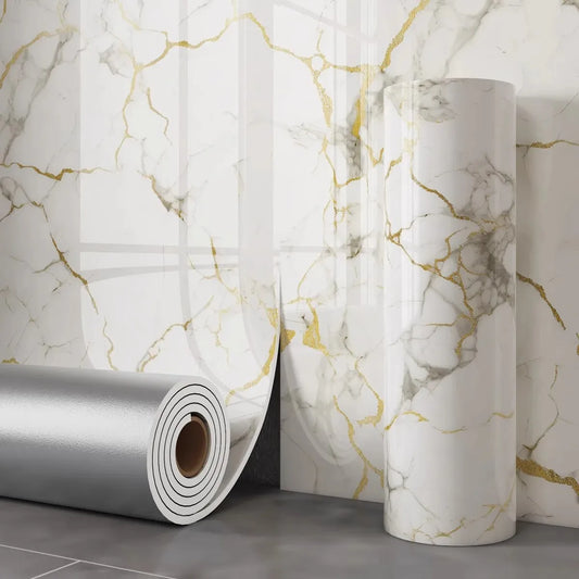 Marble Wall Stickers Roll, Waterproof, Easy To Peel and Stick, Decorative Stickers for Living Rooms and Bathrooms, Home Decor