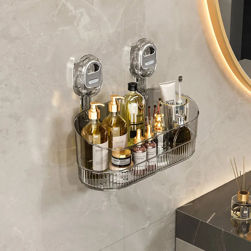Suction Cup Storage Rack Bathroom Cosmetics Storage Box no Punching Kitchen, Bathroom, Multifunctional Storage and Drainage Rack