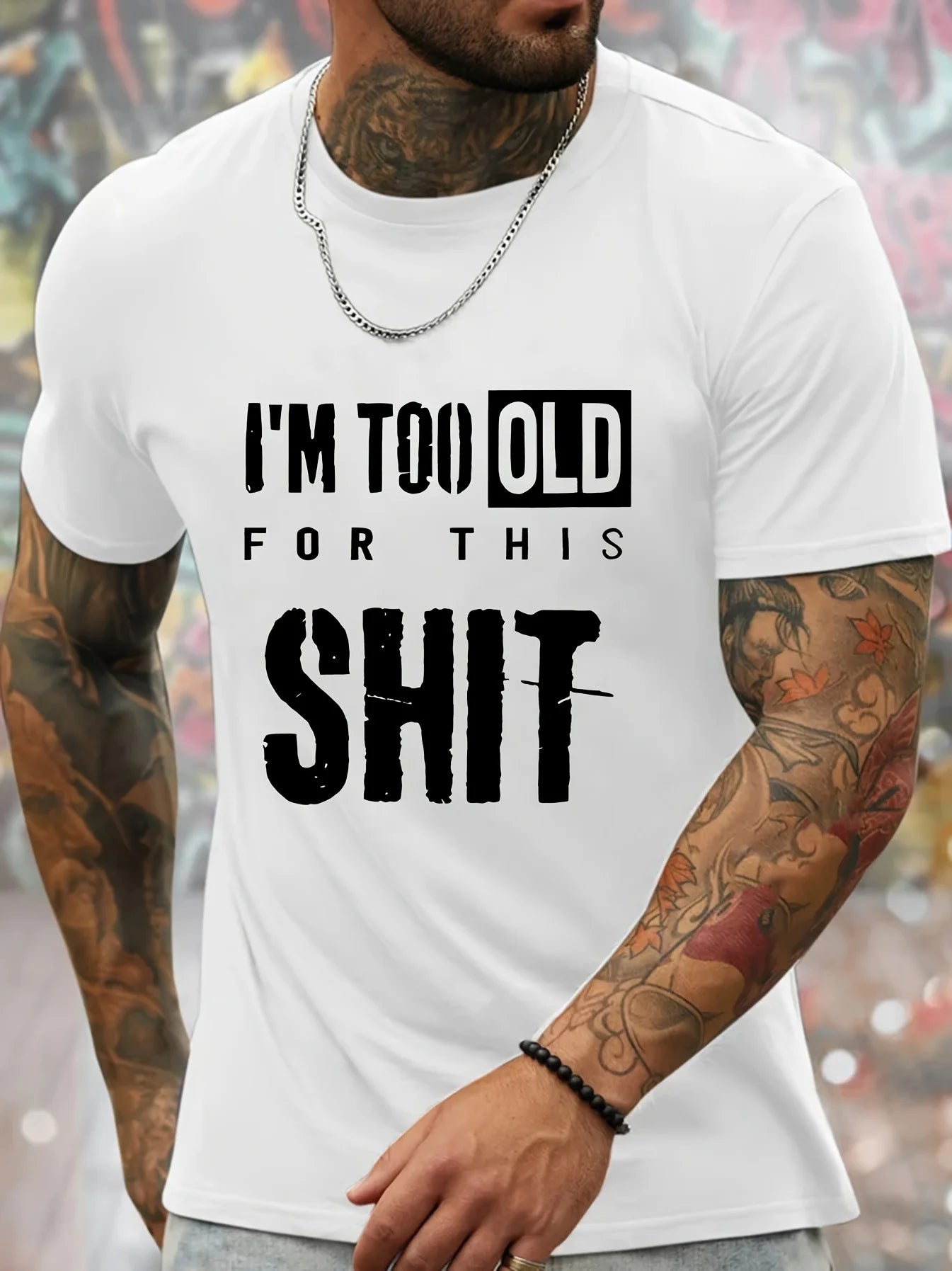 Men's Summer 100% Cotton Fashionable Casual Loose Funny slogan graphic Printed Round Neck Short Sleeve T-shirt Top