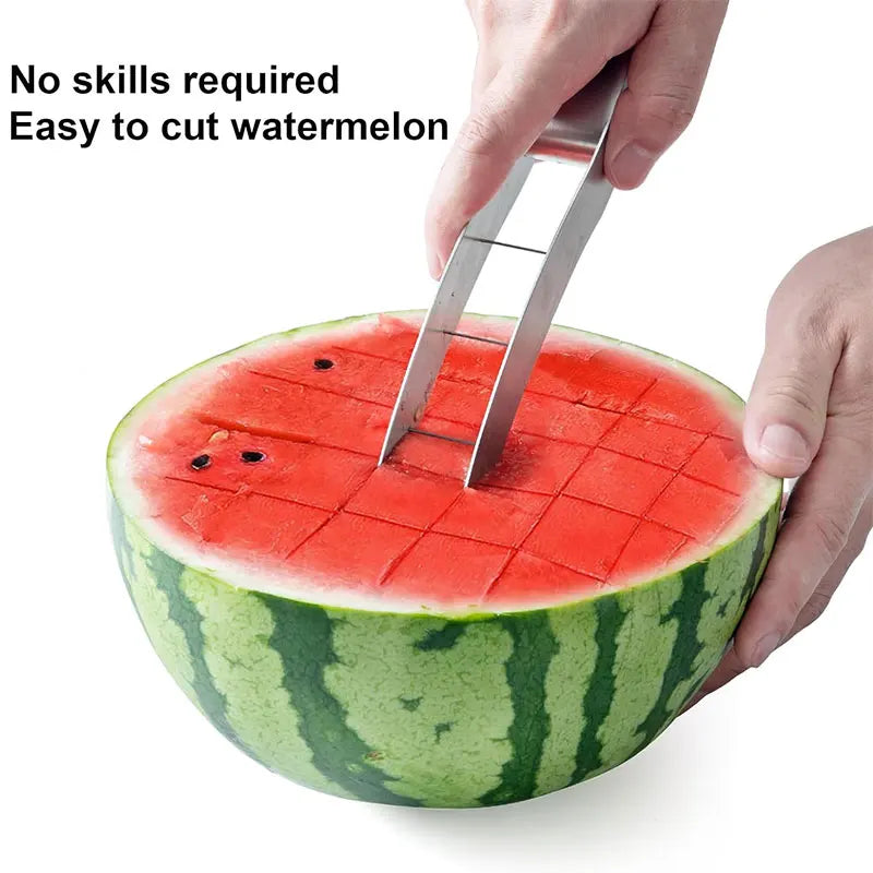 Watermelon Cutter Slicer Stainless Steel Watermelon Cube Cutter Safe Watermelon Fruit Knives Melon Cutter for Kitchen Gadget
