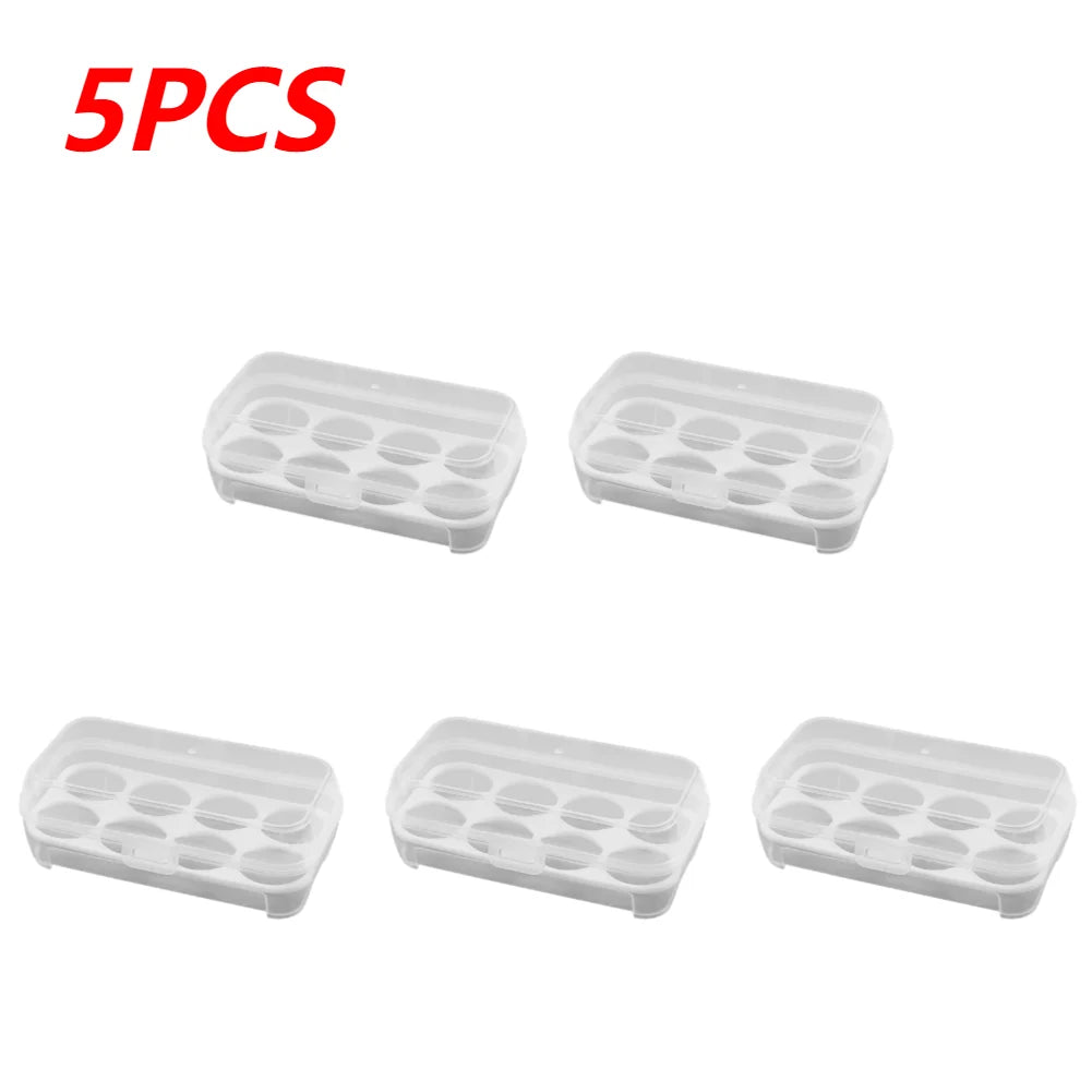 1/3/5pcs Portable Eggs Box 3/4/8 Grids Egg Holder with Lid Outdoor Camping Picnic Egg Storage Box Transparent Kitchen Organizer
