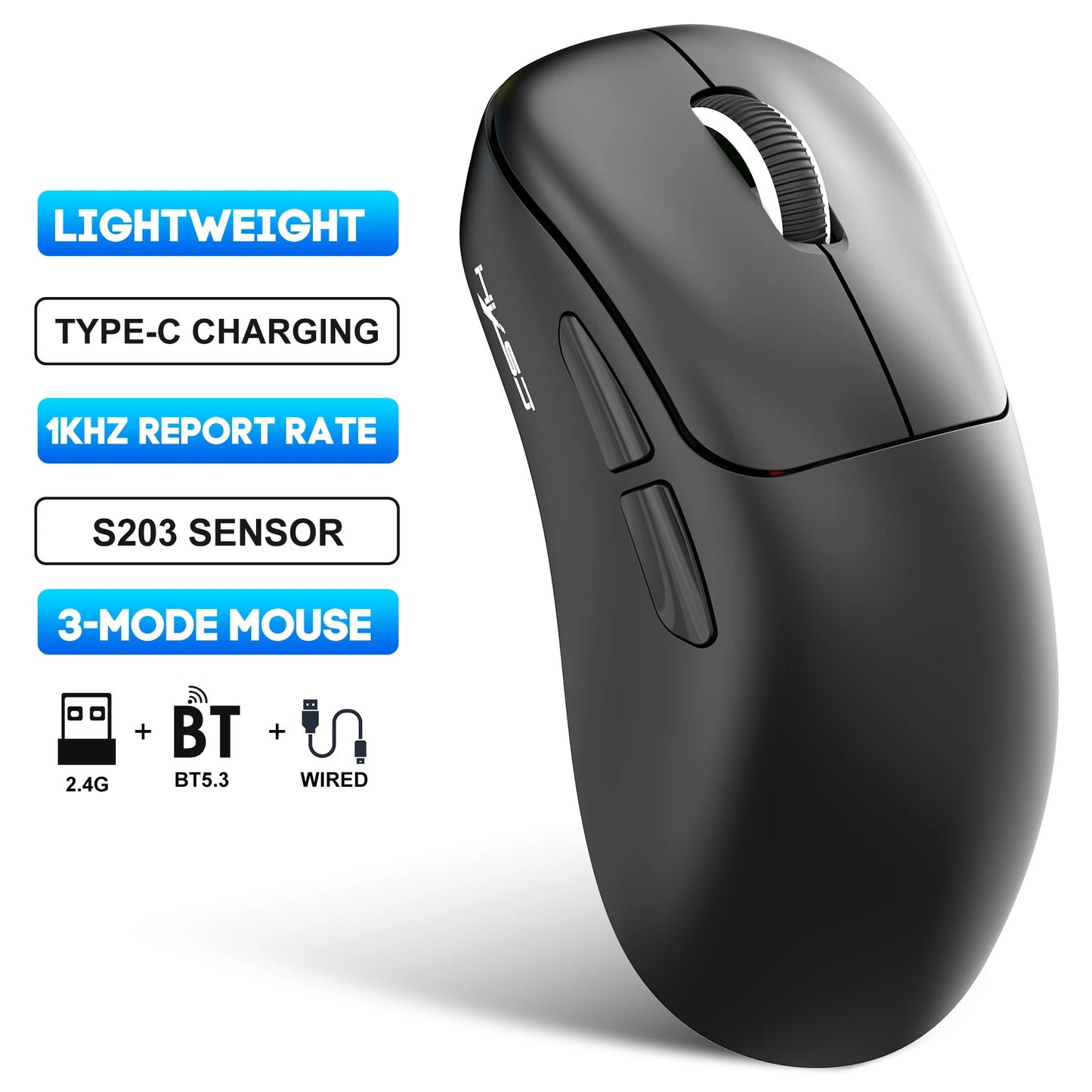HXSJ T700 Lightweight 3 modes Gaming Mouse 500mAh Rechargeable Macro optical wireless office mouse for laptop Mac PC