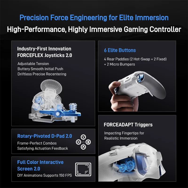 Flydigi APEX5 Elite Wireless Gaming Controller – Power Feedback, Charging Dock for PC, Switch 2, Mobile & Steam