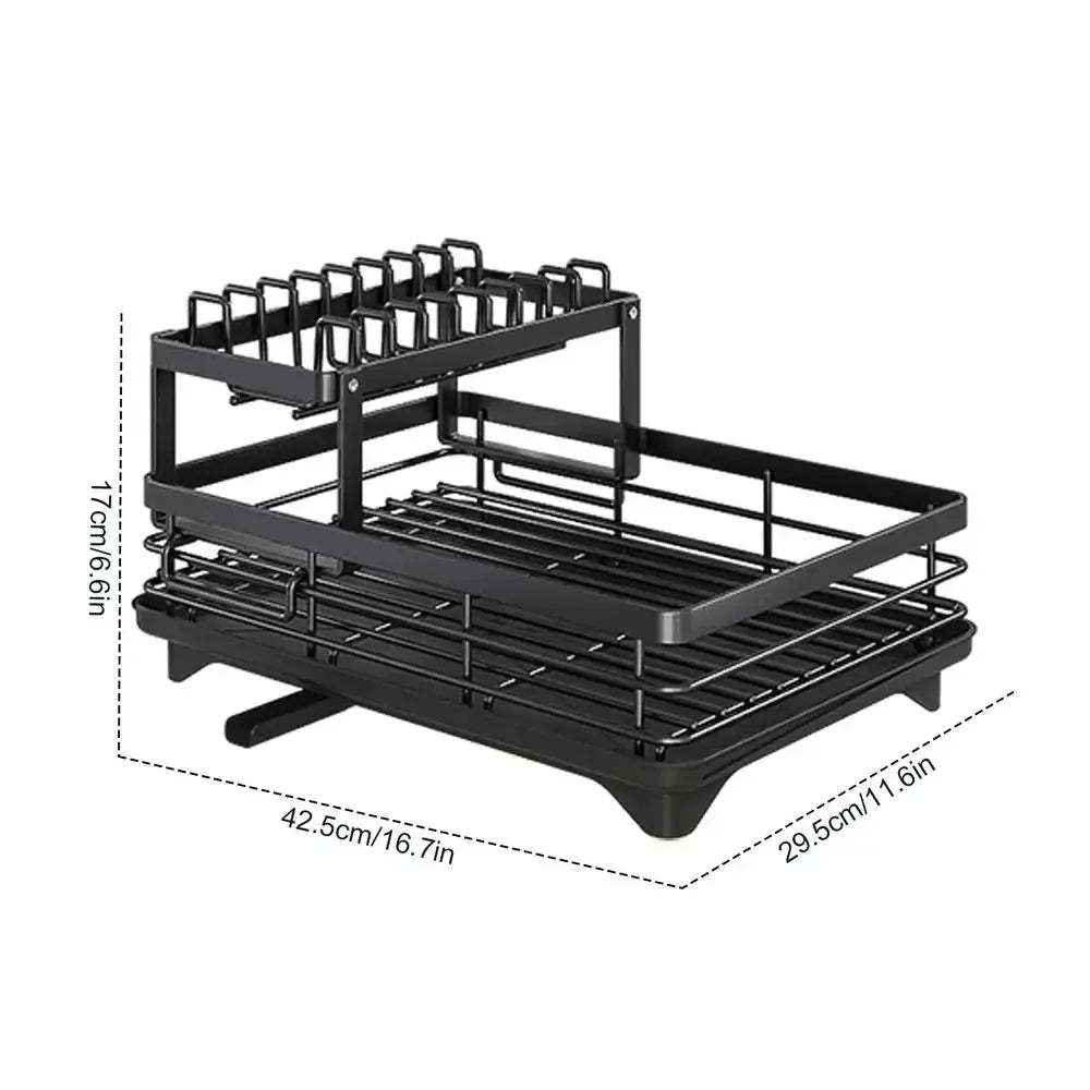 Tableware filter Dish Drying Rack Adjustable Kitchen Plates Organizer with Drainboard Over Sink Countertop Cutlery Storage Holde