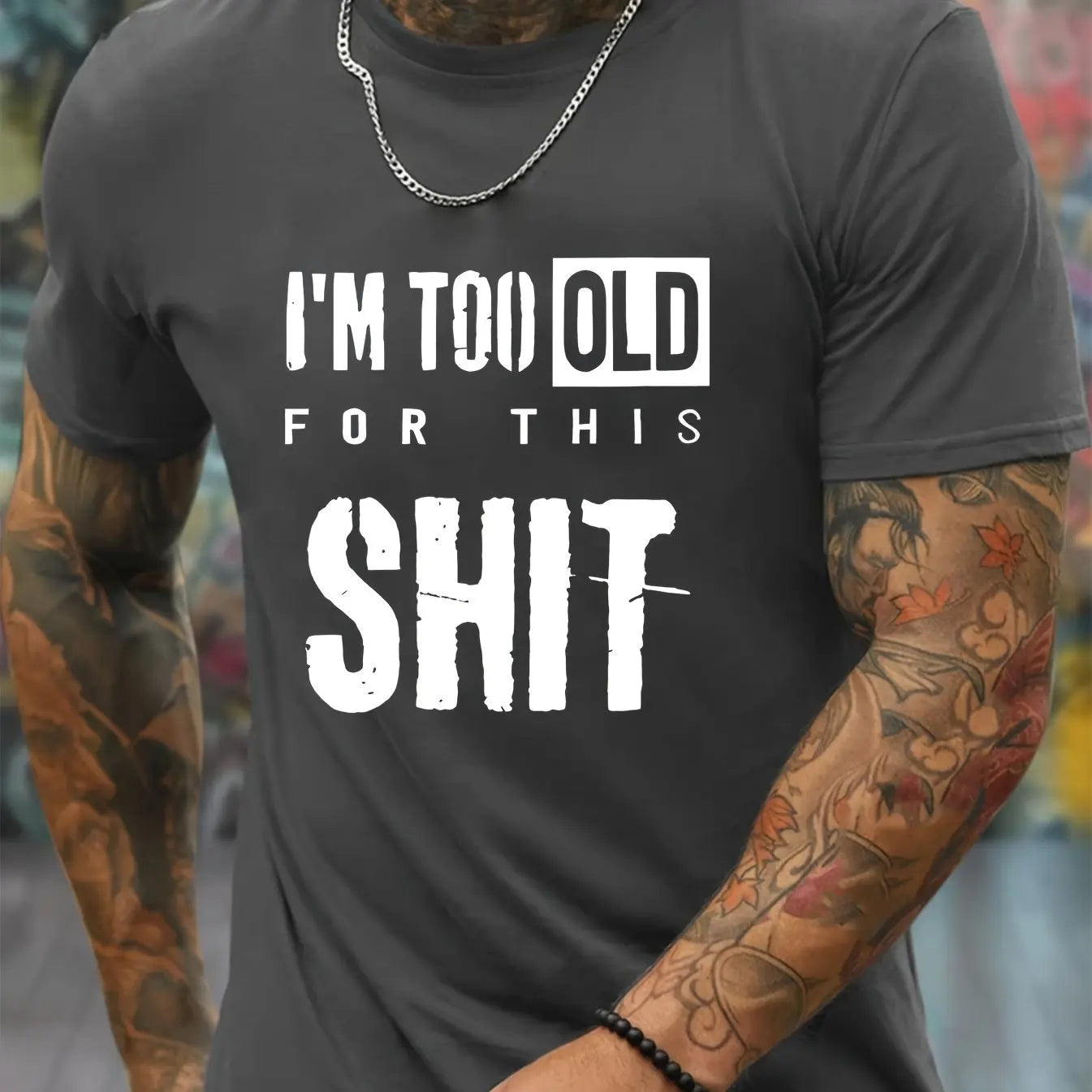 Men's Summer 100% Cotton Fashionable Casual Loose Funny slogan graphic Printed Round Neck Short Sleeve T-shirt Top