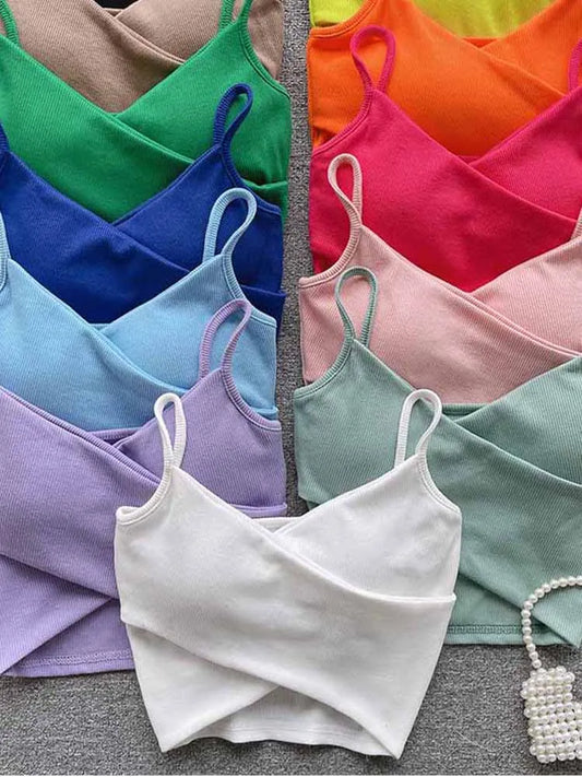 Women's Irregular Casual Sport Camisole Strap Design Solid Color Fashion Y2K Elegant Chic Slim Tank Top 2025