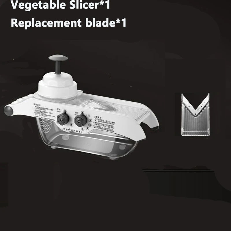 Lemon Slicer Adjustable Vegetable Food Cutter Slicing Machine Julienned with Basket Multifunctional Manual Potato Fruit Kitchen