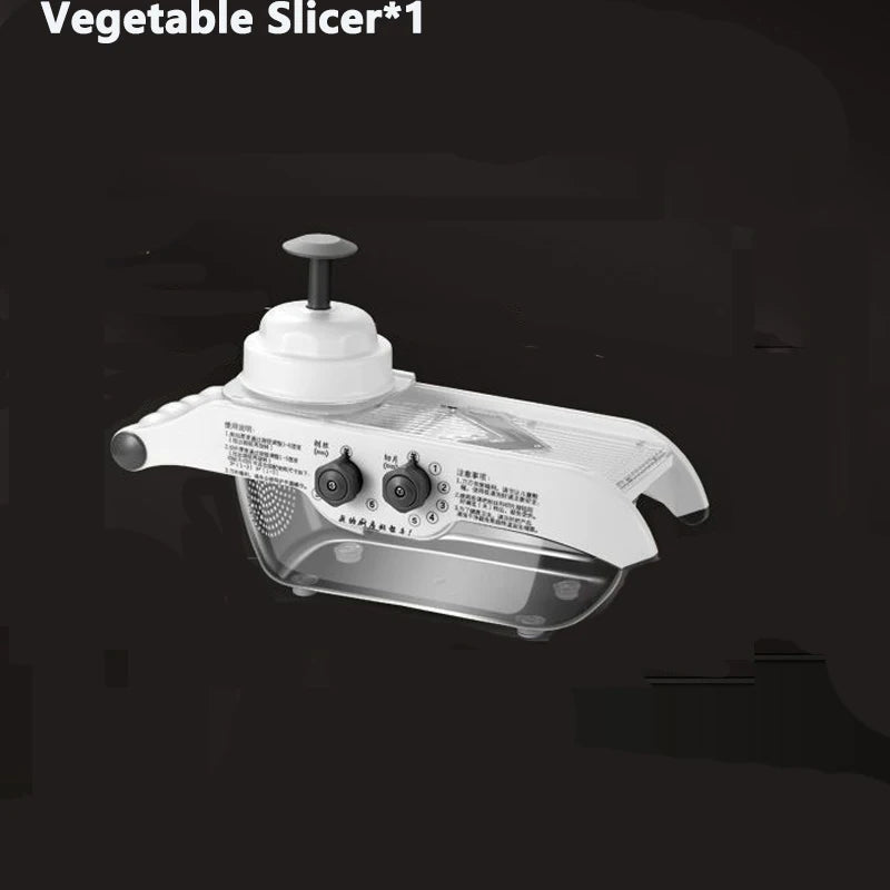 Lemon Slicer Adjustable Vegetable Food Cutter Slicing Machine Julienned with Basket Multifunctional Manual Potato Fruit Kitchen