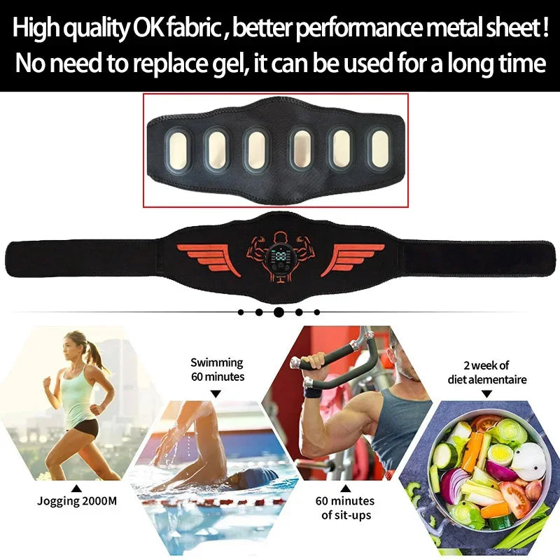 Abdominal Toning Belt Abs Trainer EMS Muscle Toner Body Massager Rechargeable Belly Arm Weight Loss Home Gym Fitness Equipment