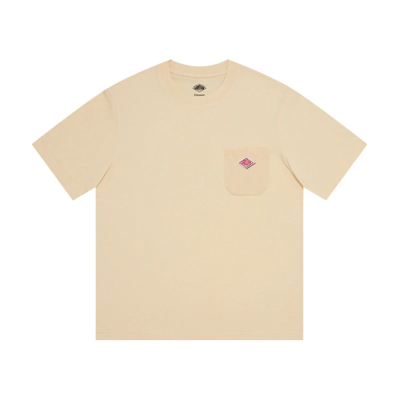 2025 Hot Sales Japanese Style Men and Women's Solid Pure Cotton Embroidery Pocket T-Shirt Short Sleeve Tee Simple Fashion Brand