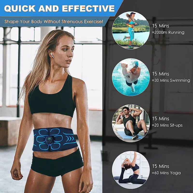 EMS Muscle Stimulator Abdominal Toning Belt Smart Muscle Toner Recharge Body Shaping Massage Belt Weight Loss Fitness Equipment