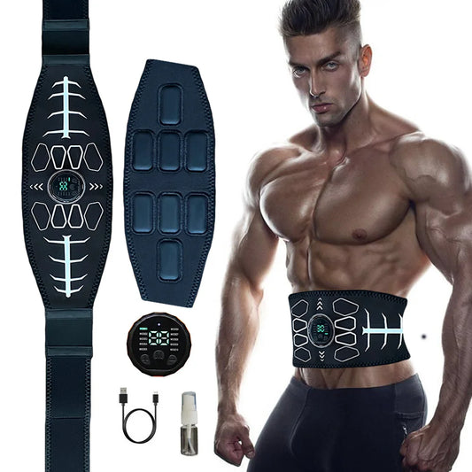 Abdominal Muscle Toner EMS Muscle Stimulator Electric Toning Belt Waist Trainer USB Recharge Body Weight Loss Fitness Massager