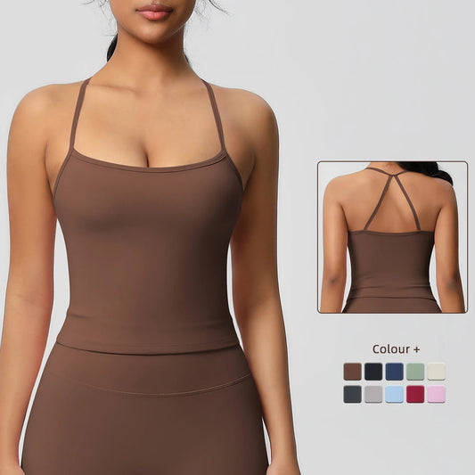 Cross Back Sports Top Women Training Yoga Bra With Pad Stretch Sport Underwear Gym Push Up Running Vest Fitness Workout Tank Top