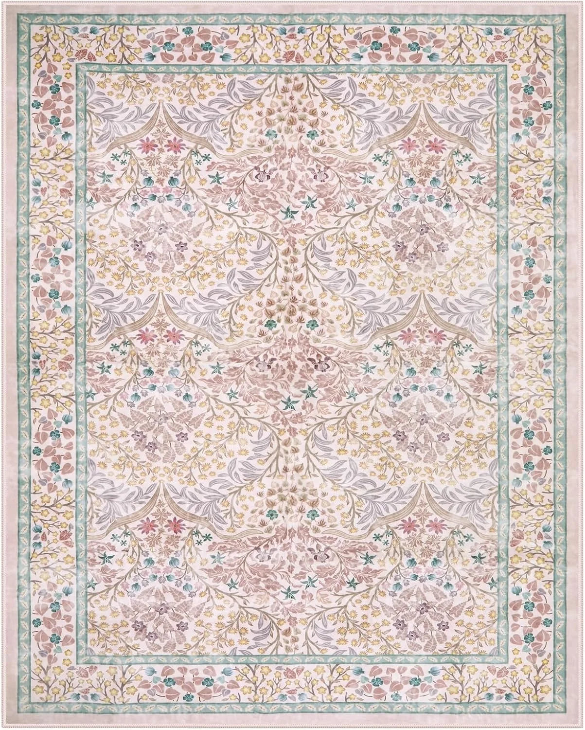 Pink Living Room Carpet Large Machine Washable Carpets Bedroom Bedside Floor Mat Home Decoration Bohemian Flower Non-Slip Rug 카펫