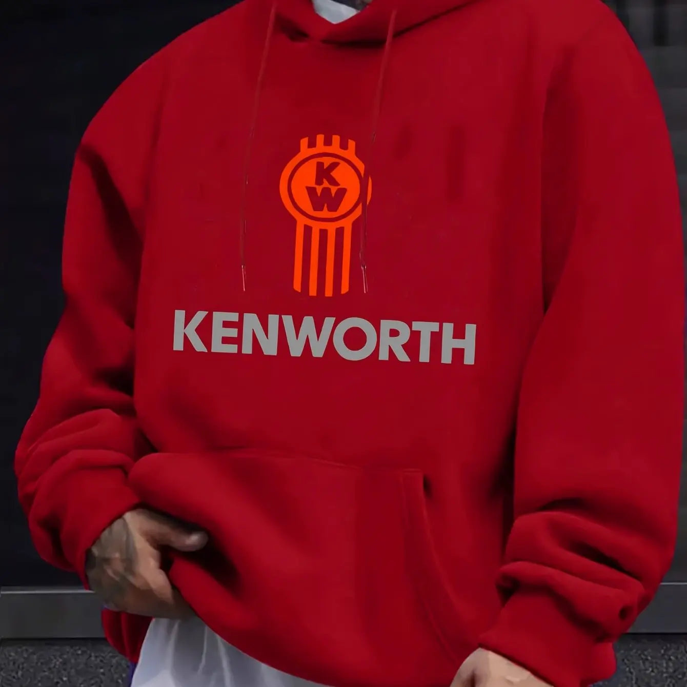 Men'S Fashion Hoodie | Kenworth Print | Casual Pullover with Kangaroo Pocket | Drawstring Hood | Regular Fit Casual Style Hoodie