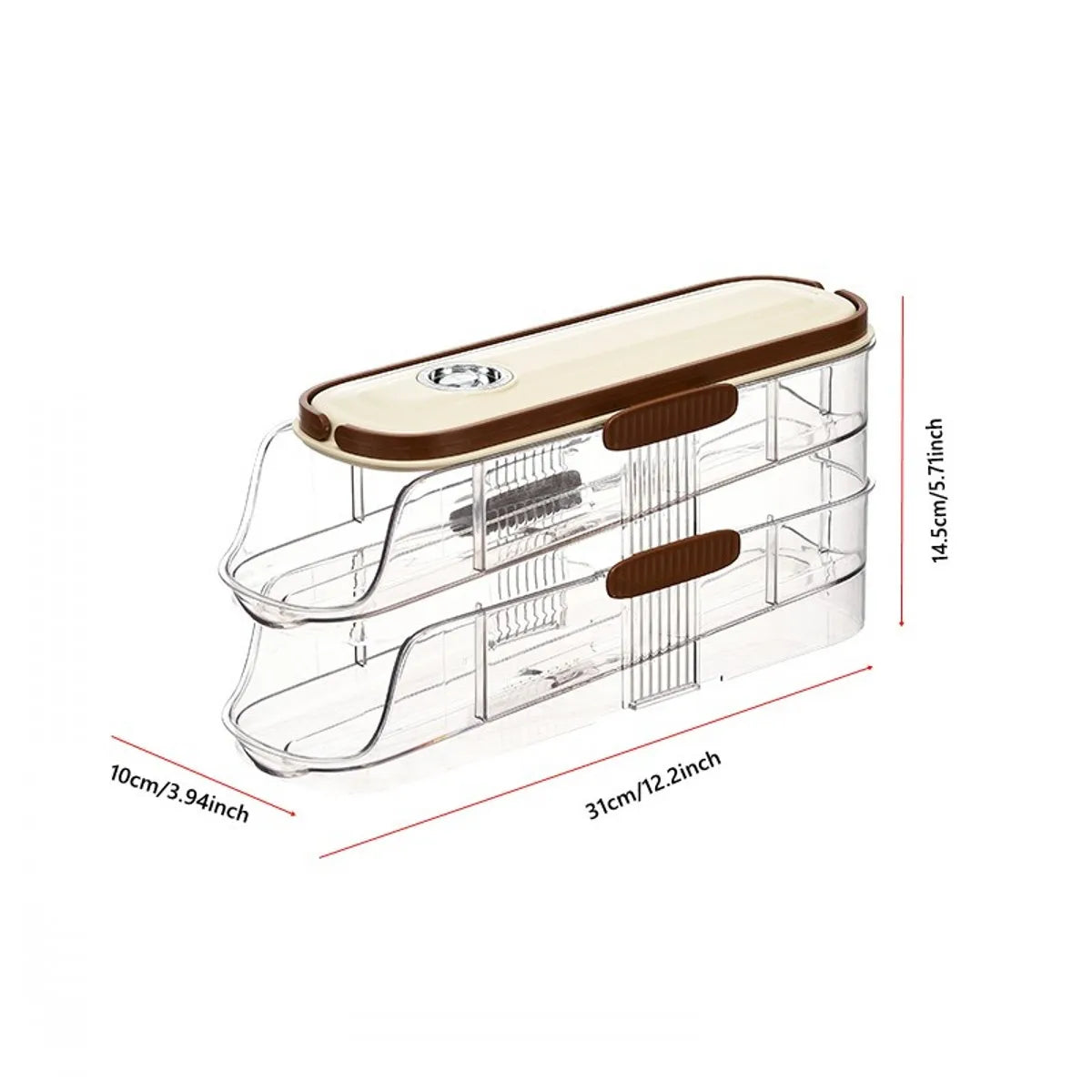 Egg Holder for Refrigerator Automatic Rolling, Storage Box Transparent Stackable Fridge Organizer with Lid For Kitchen