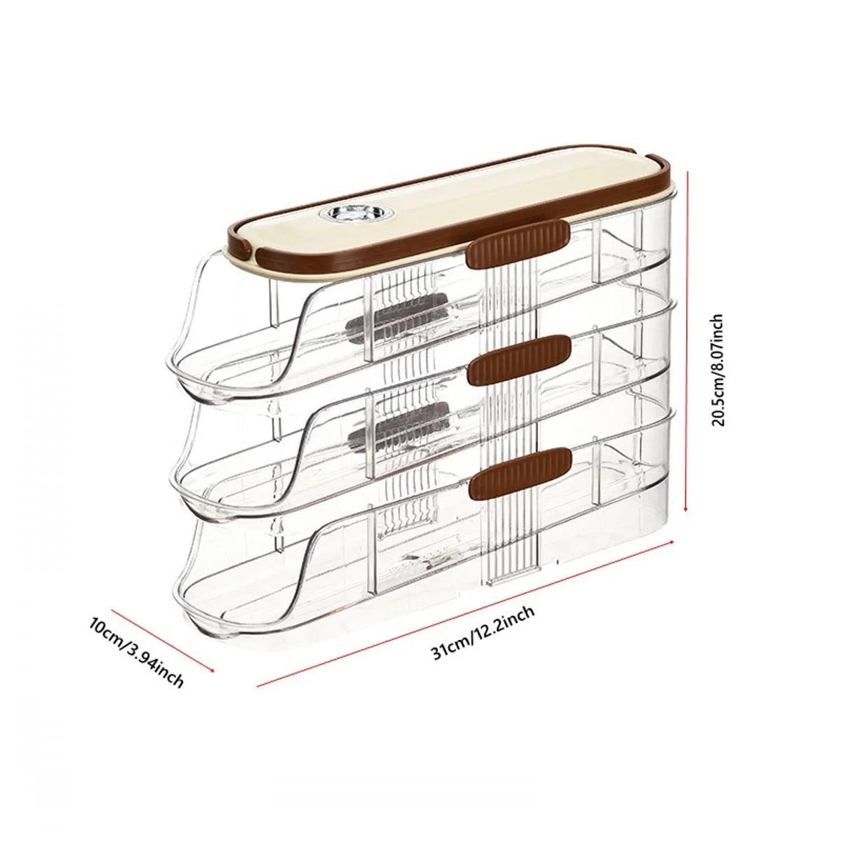 Egg Holder for Refrigerator Automatic Rolling, Storage Box Transparent Stackable Fridge Organizer with Lid For Kitchen