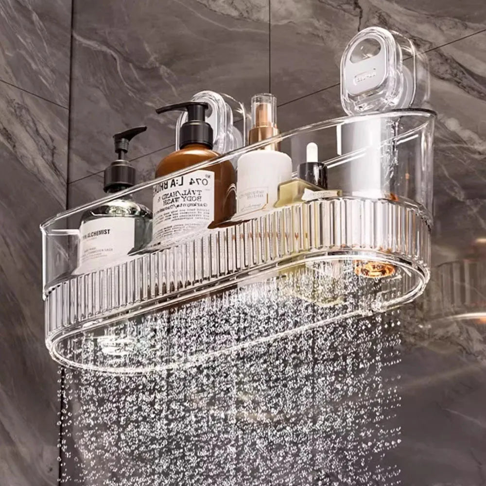 Suction Cup Storage Rack Bathroom Cosmetics Storage Box no Punching Kitchen, Bathroom, Multifunctional Storage and Drainage Rack