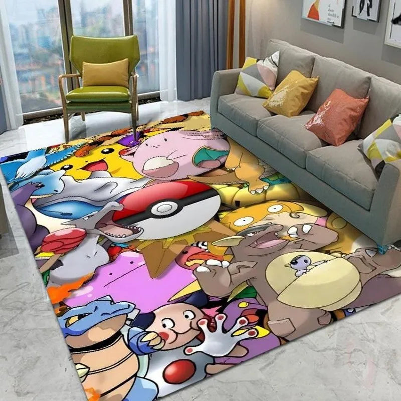 MINISO Cute Pokemon Cartoon Carpet Rug for Home Living Room Bedroom Sofa Doormat Child Play Area Rug Non-slip Floor Mat Gift