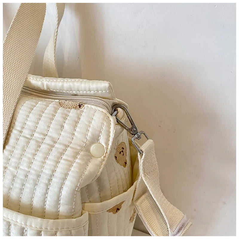 MILANCEL New High-capacity Mummy Bag Embroidered Teddy Bear Mother and Baby Handbag