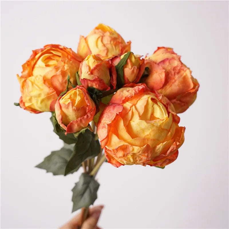 Retro Peony Bouquet Artificial Silk Flower Marriage Bridal Bouquet Wedding Decor Fake Flowers Peonies Home Party Table Floral