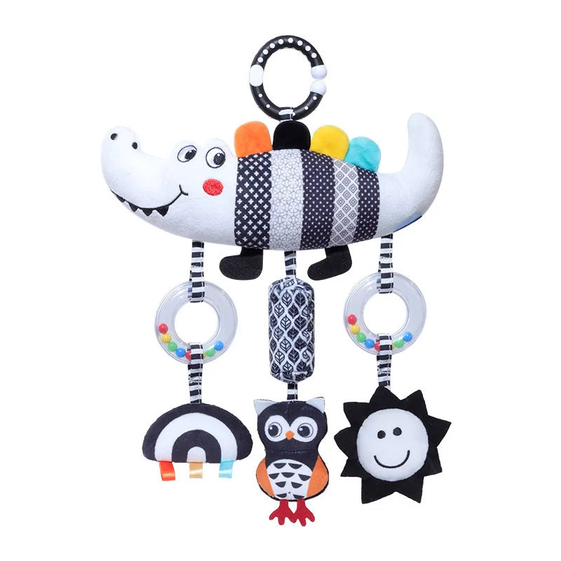 Baby Rattle Hanging Toy Carseat Black & White Rattle Hanging Activity Stroller Toy for Newborns Boys and Girls Gifts Crocodile C