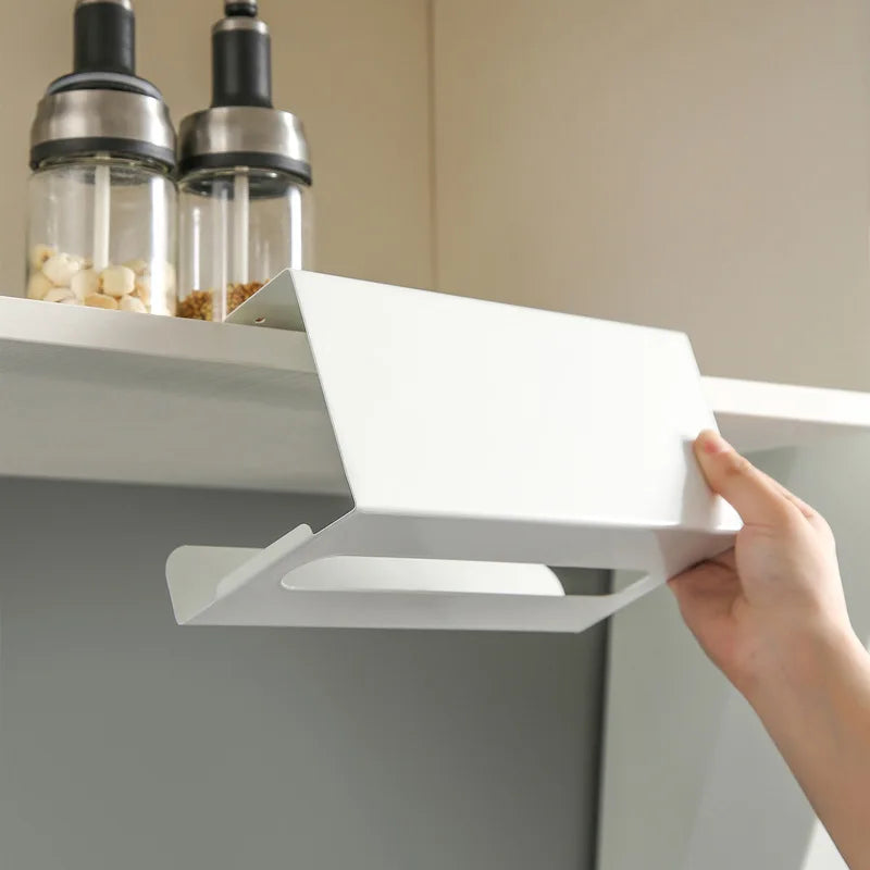 1/2pcs Kitchen tissue holder, no punching iron paper holder, household napkin hanger, cabinet, drawer, wall mounted