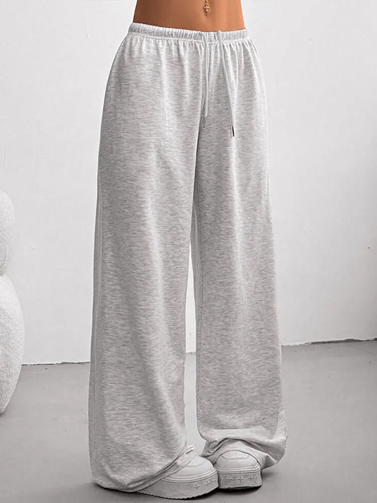 Streetwear Fashion Women's Trousers Summer New Fashion Lace-up Casual Slim Versatile Pants Elegant Lady Knitted Sports Clothing