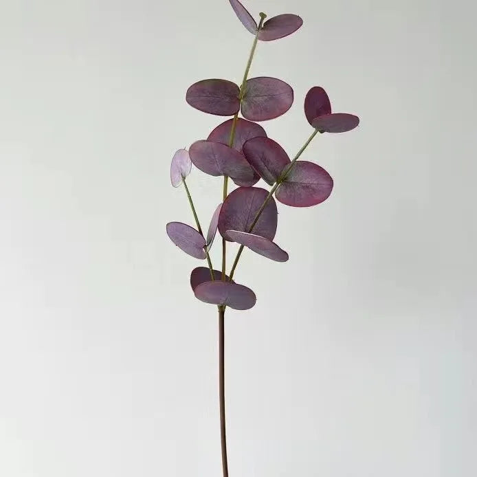5Pc 3D Feel Latex Film Eucalyptus Leaf 3 Forks Artificial Green Plants Wedding Flower Arrangement Bouquet Luxury Home Decoration