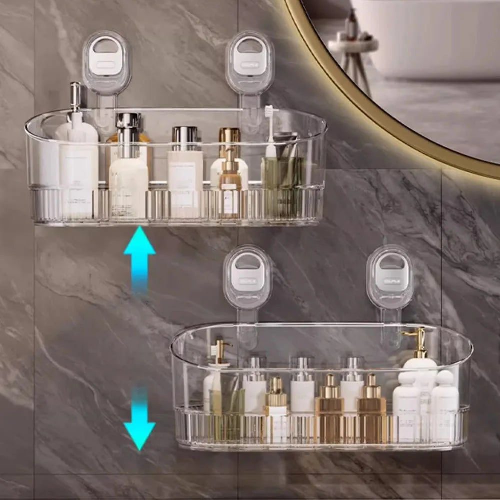 Suction Cup Storage Rack Bathroom Cosmetics Storage Box no Punching Kitchen, Bathroom, Multifunctional Storage and Drainage Rack