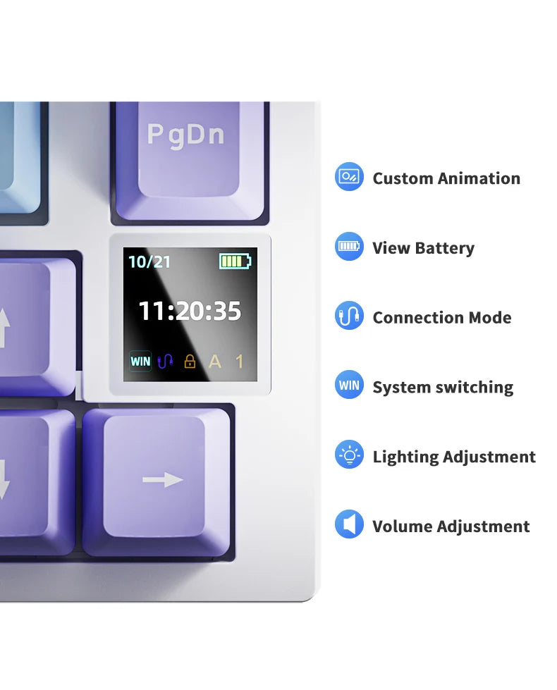 AJAZZ AK820 Wired & Wireless Mechanical Gaming Keyboard,70% Layout,Pluggable Switches,Tri-Mode Connectivity (USB/Bluetooth/2.4G）