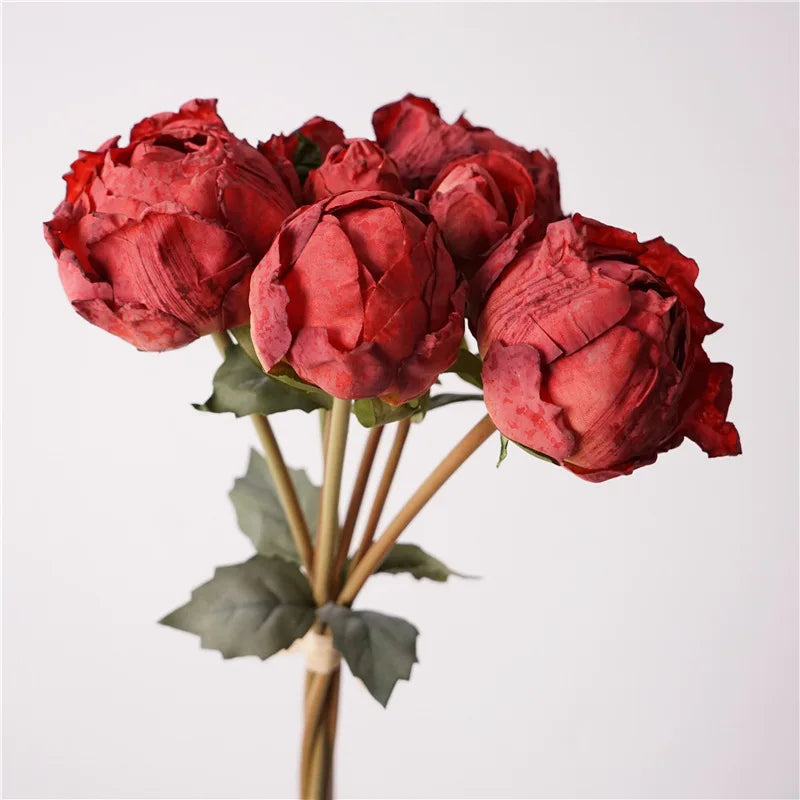 Retro Peony Bouquet Artificial Silk Flower Marriage Bridal Bouquet Wedding Decor Fake Flowers Peonies Home Party Table Floral