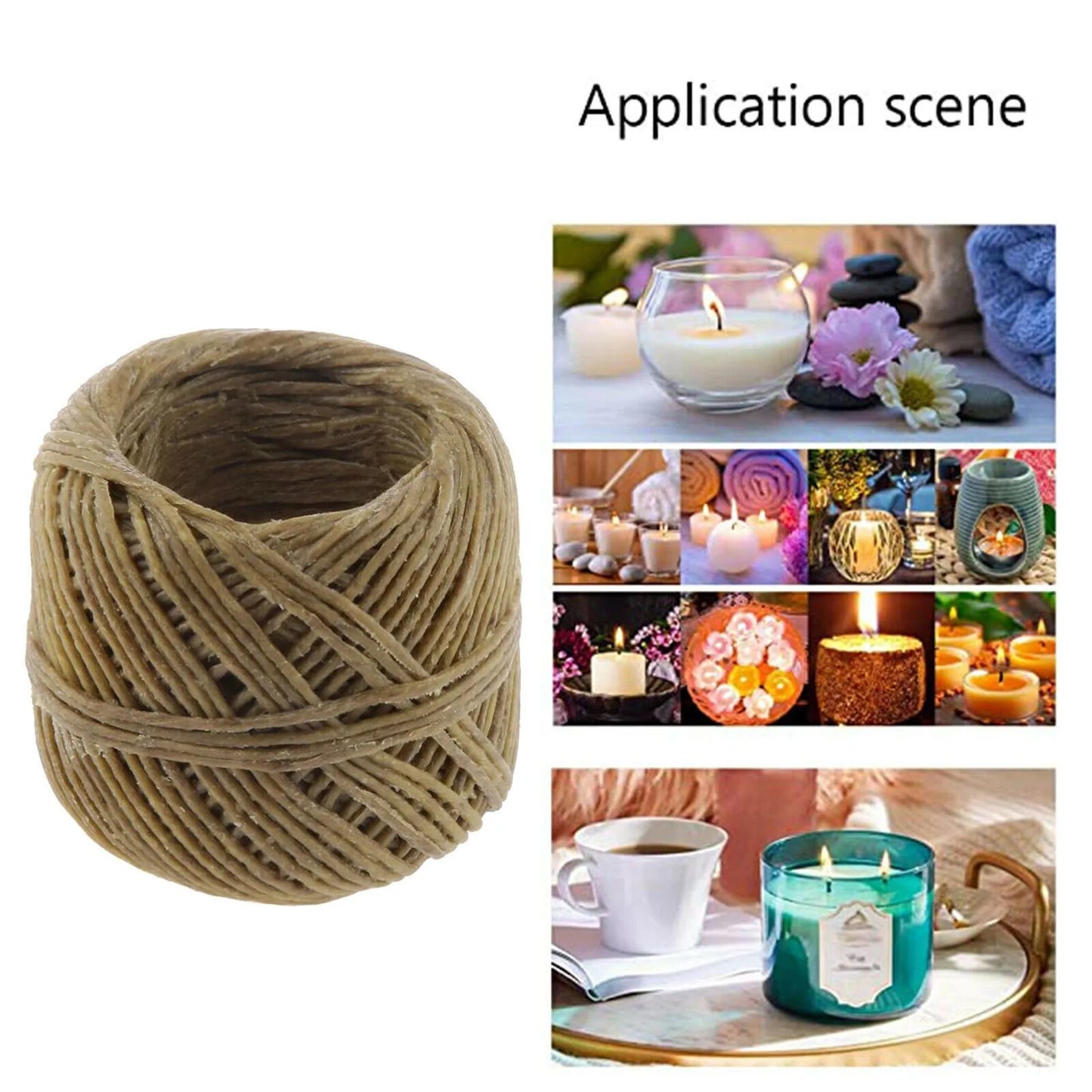 1 Roll Beeswax Wick Organic Hemps Wick 33 FT Well Coated Natural Beeswax For DIY Candle Stick Making Votives Tea Lights