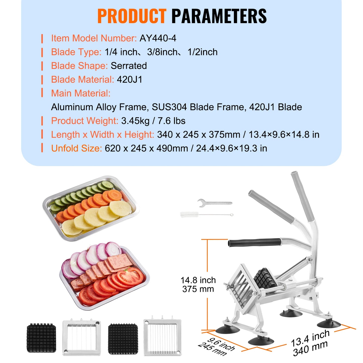 SucceBuy Commercial Vegetable Slicer 1/4 inch Stainless Steel and Aluminum Alloy for Radishes Onions Potatoes Lemons